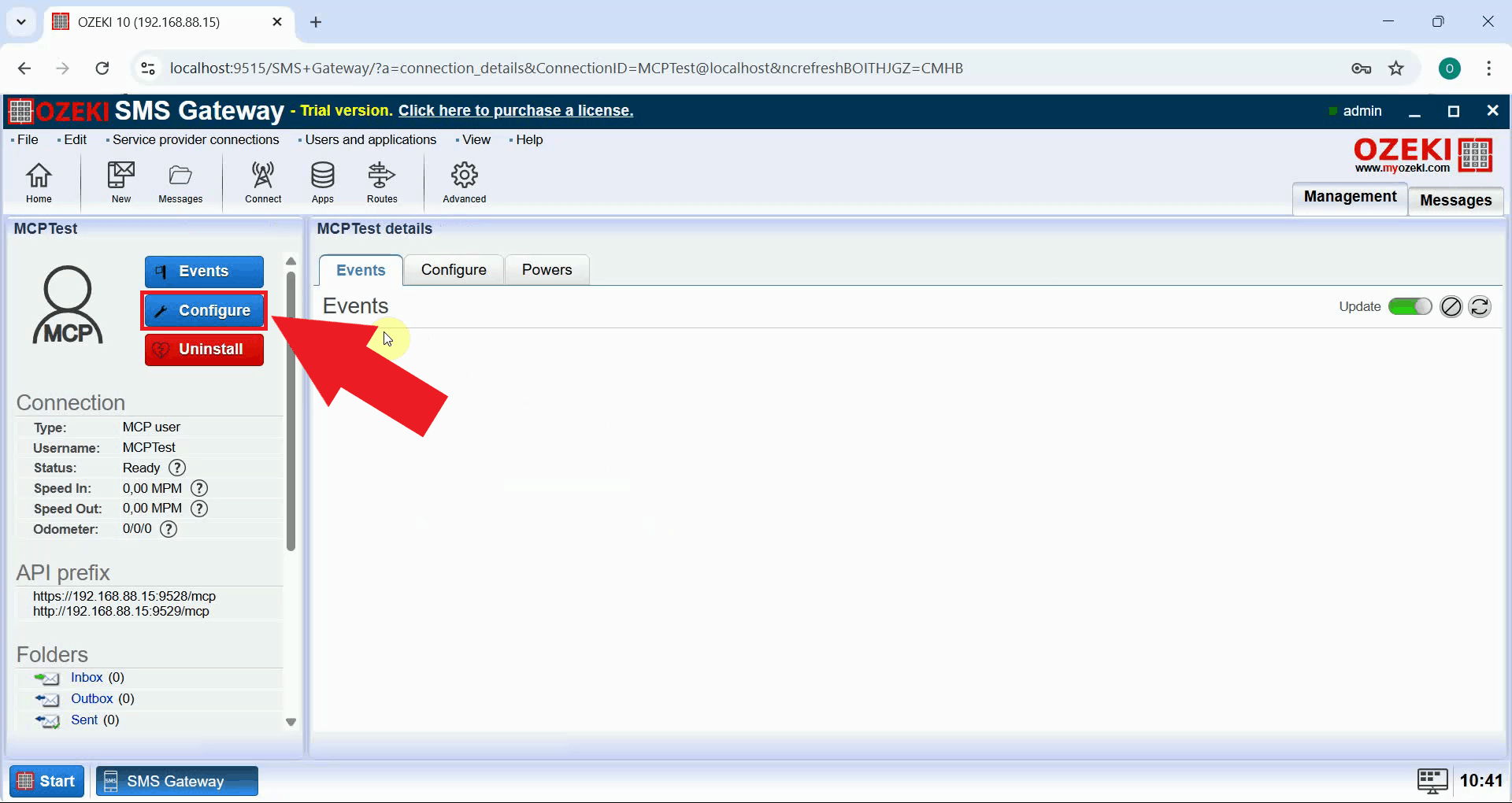 Navigate to MCP user configuration