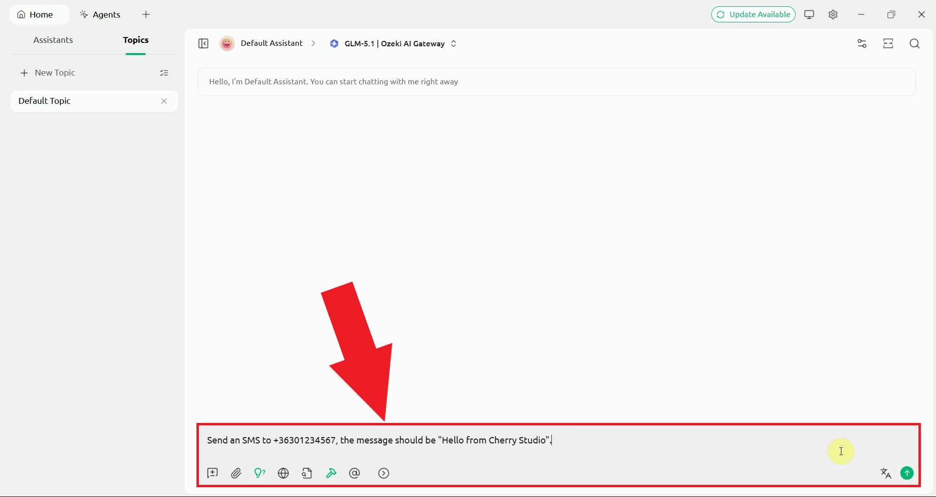 Instruct the assistant to send an SMS