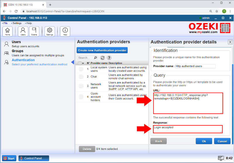 authentication provider details