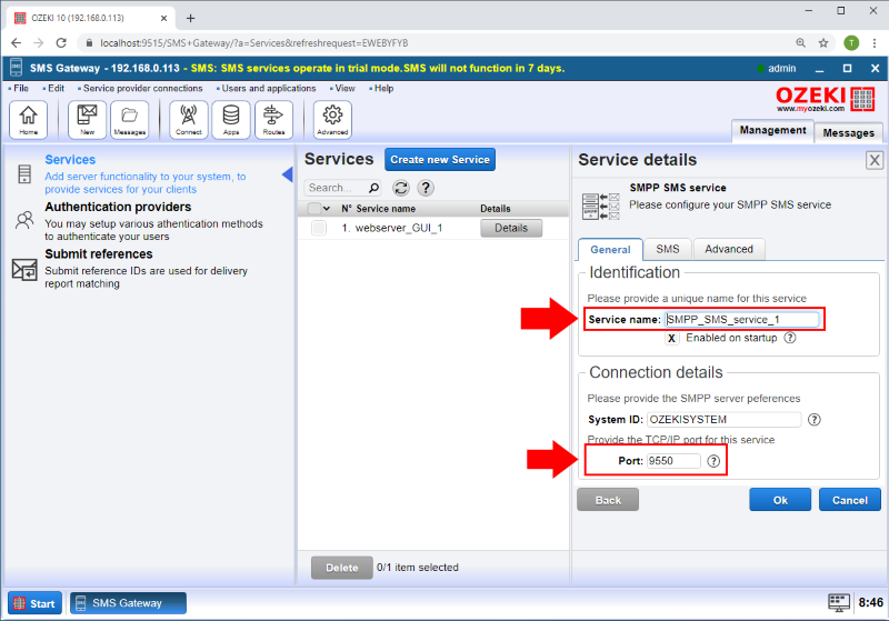 smpp service details