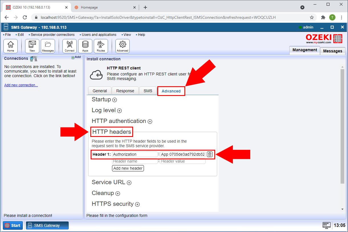 provide api key for infobip authentication