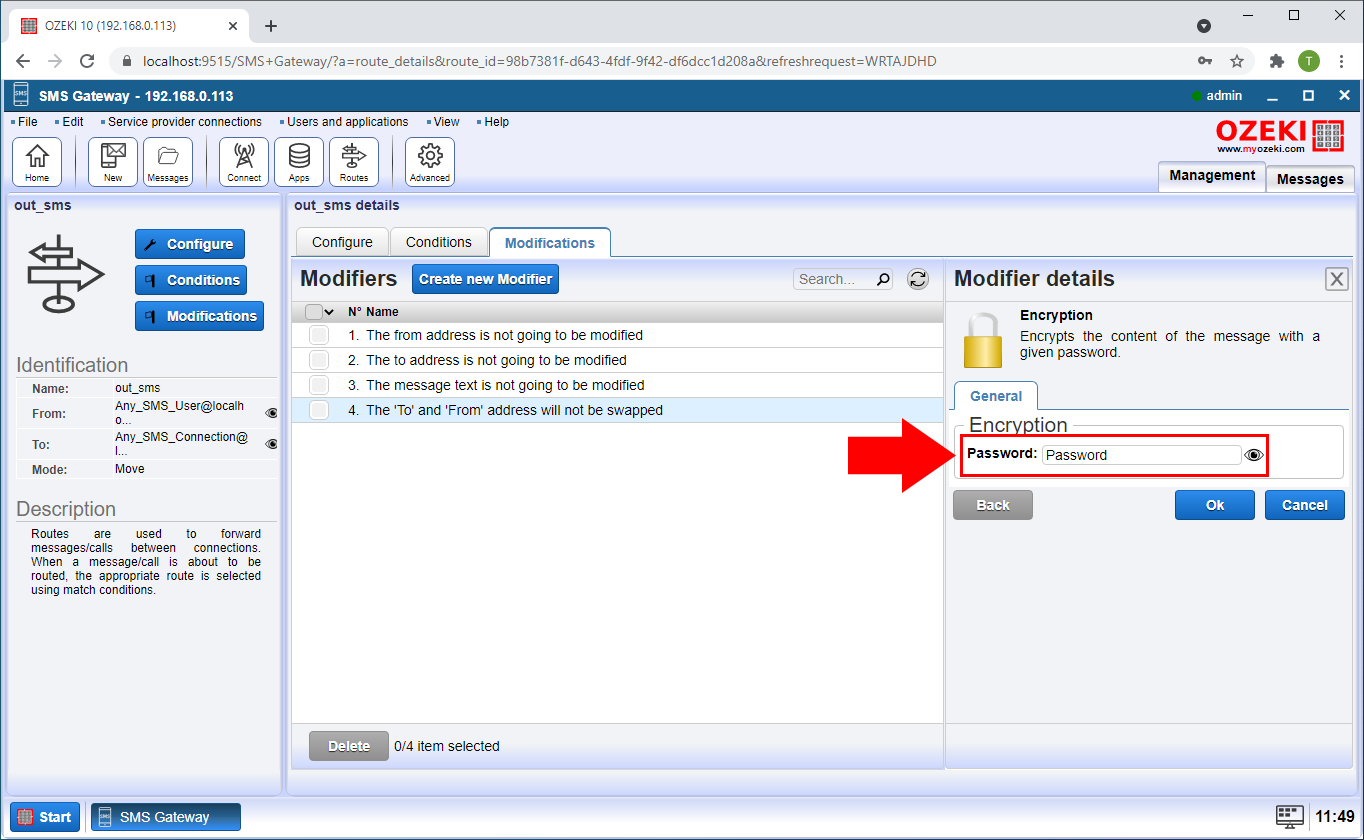 define password for encryption