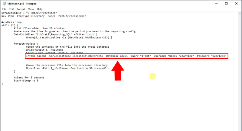 change mysql command