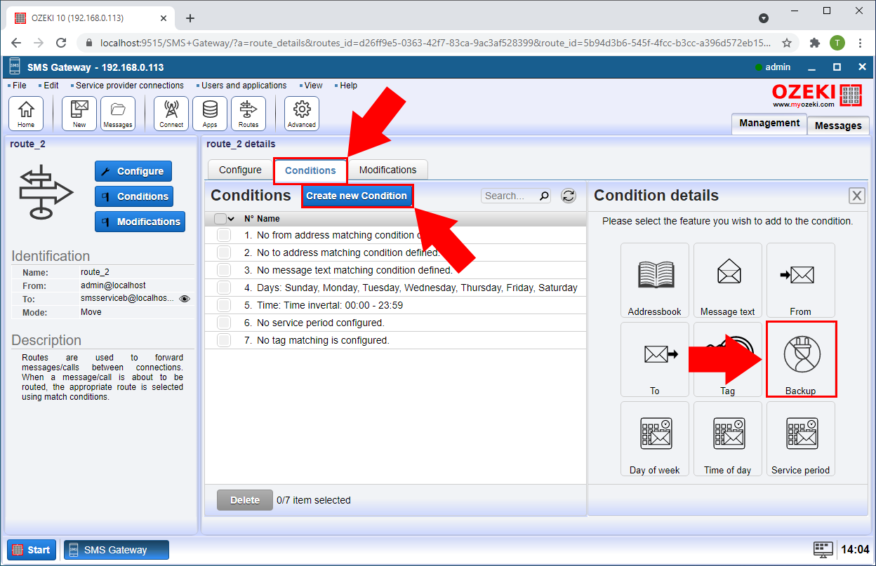 add new beckup condition to the routing rule