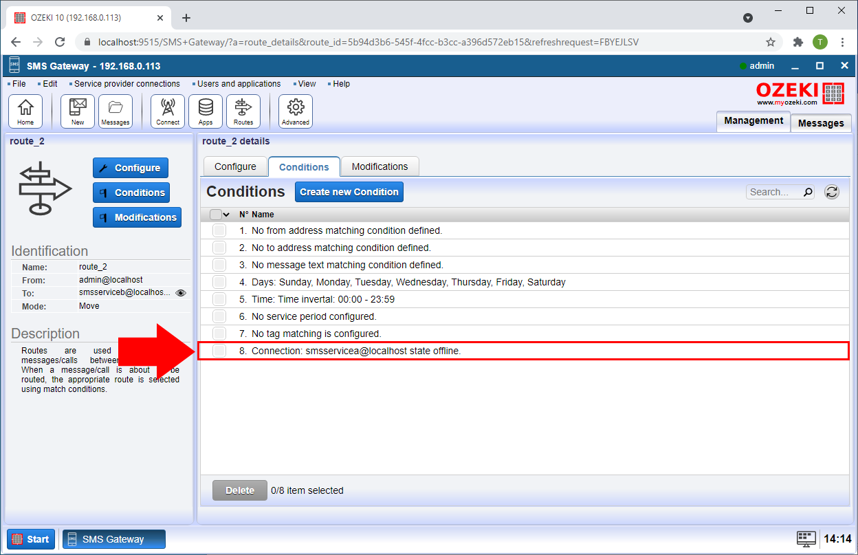 backup route condition created