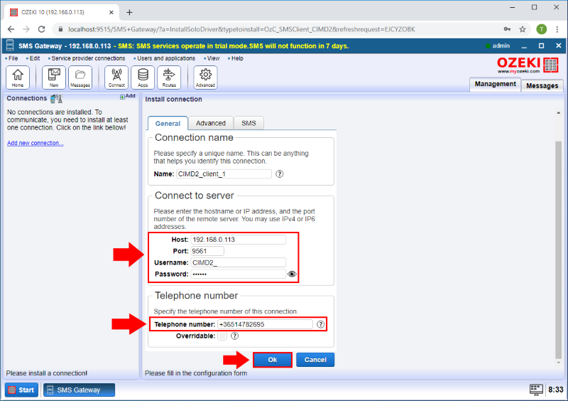 providing cimd2 client connection