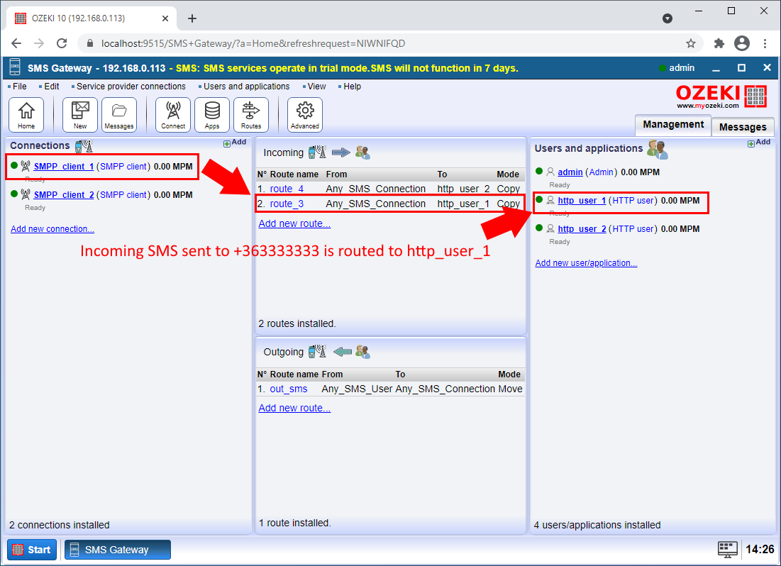 incoming sms sent to +363333333 is routed to http_user_1