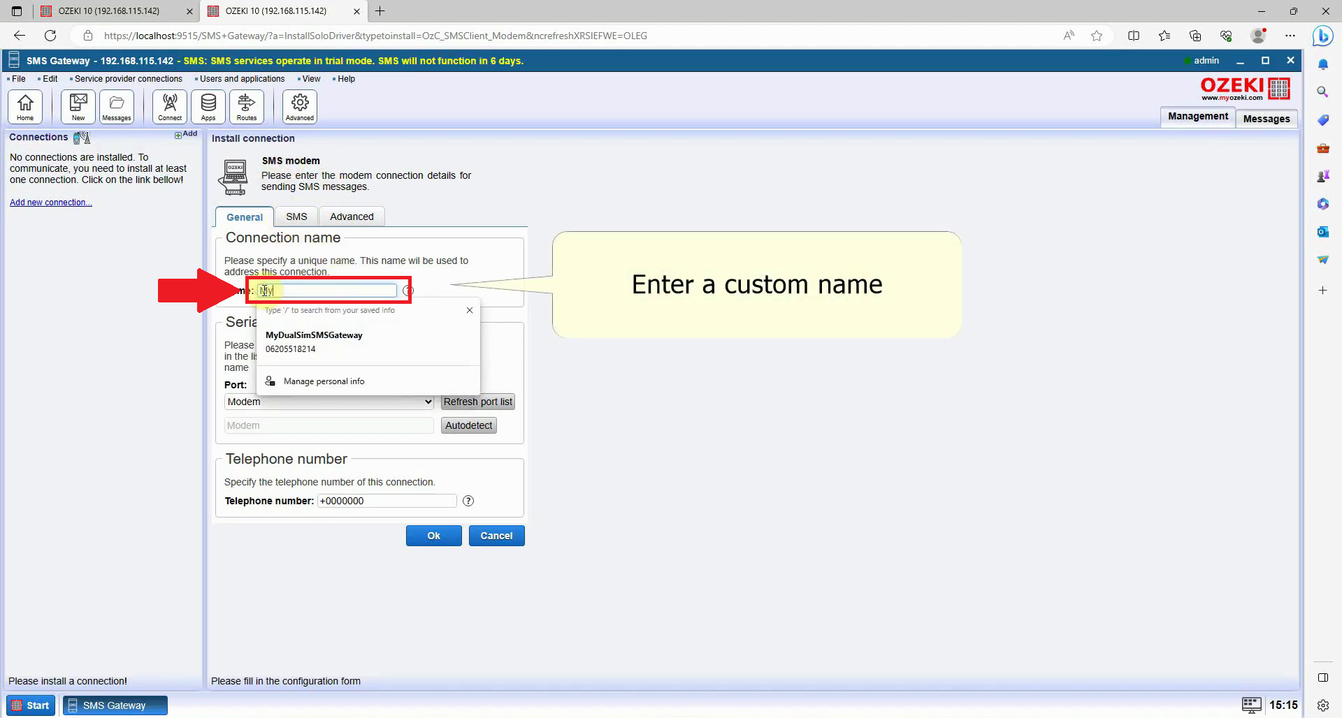 connection name settings