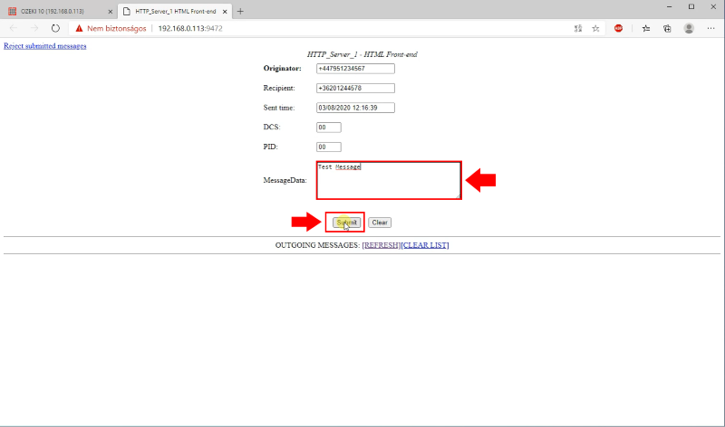 Simulate an incoming sms