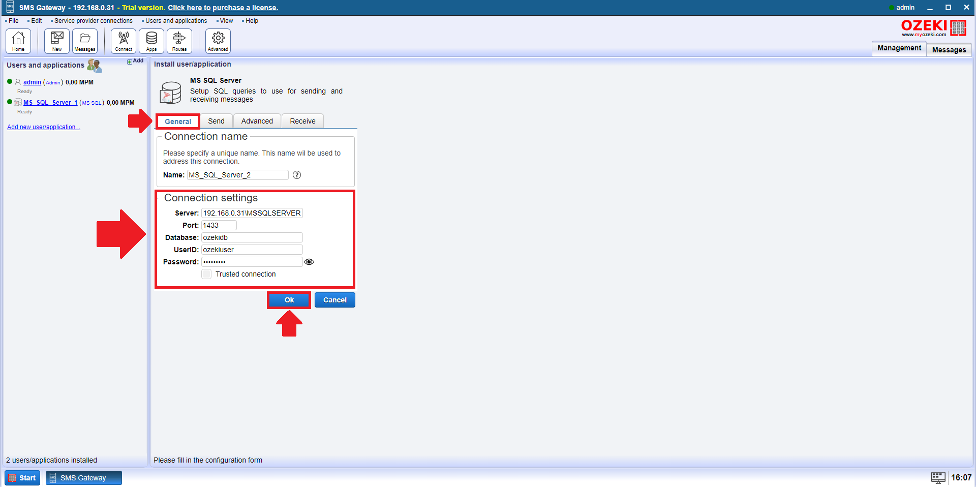 sql configure