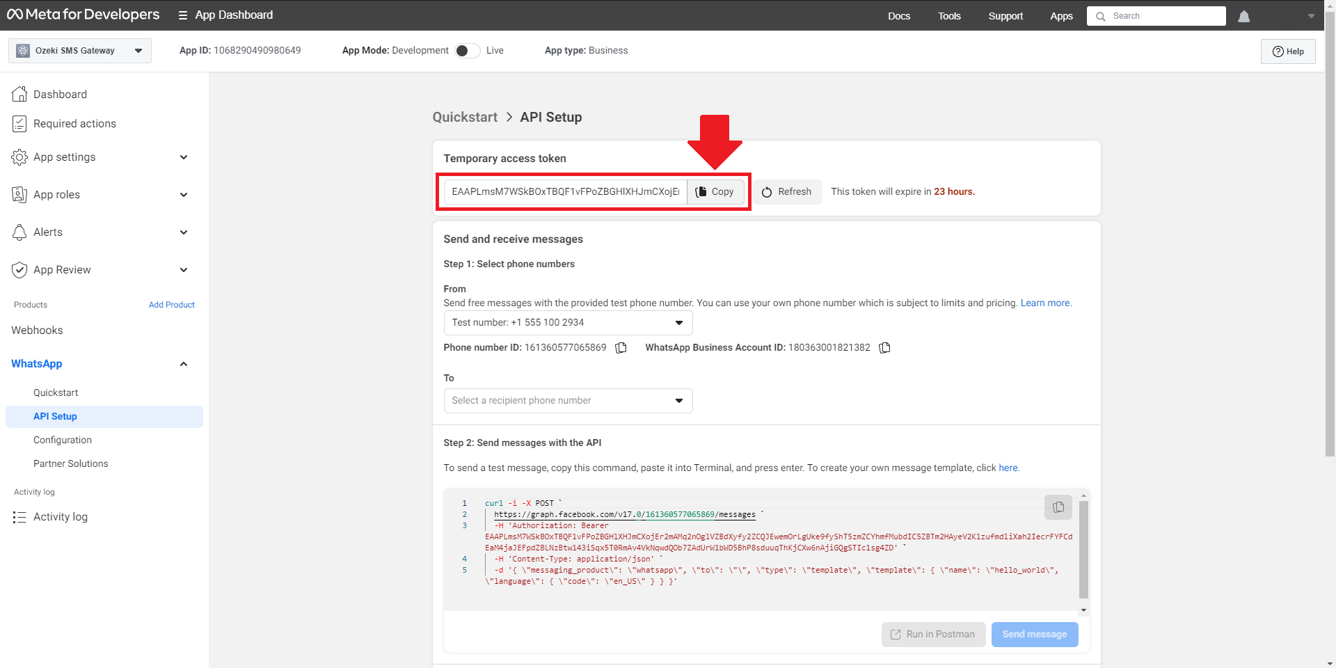 copy access token