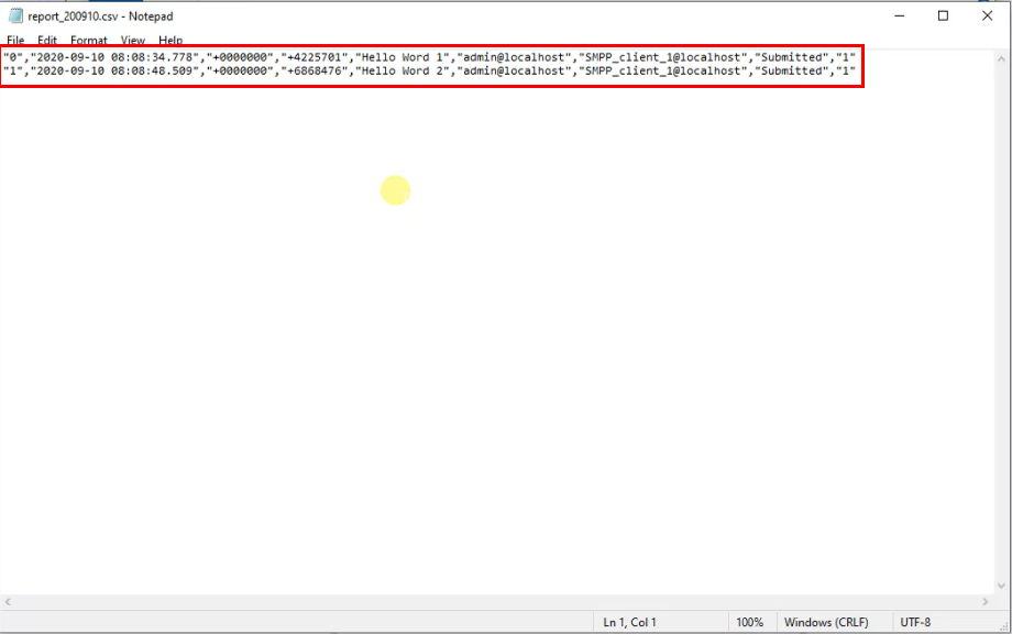 contenido del archivo csv