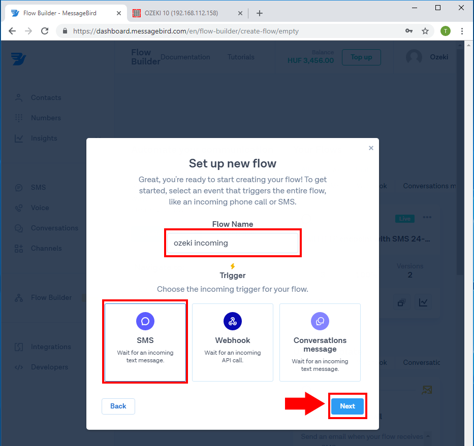 configurer un nouveau flux