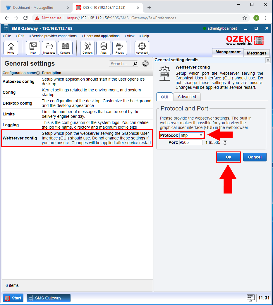 configuration du serveur web