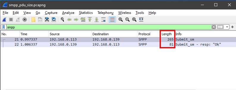 smpp pdus in wireshark