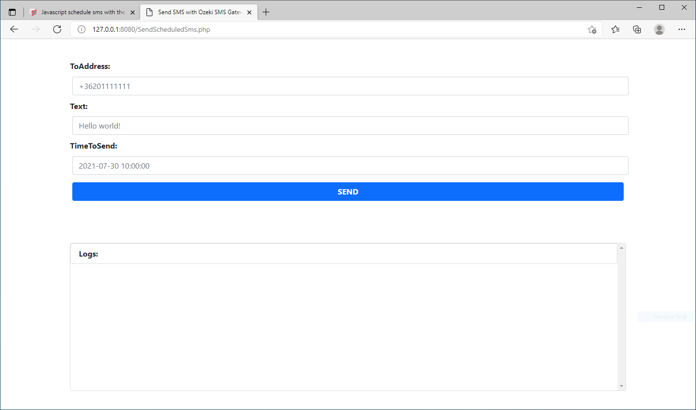 how to send scheduled sms using javascript