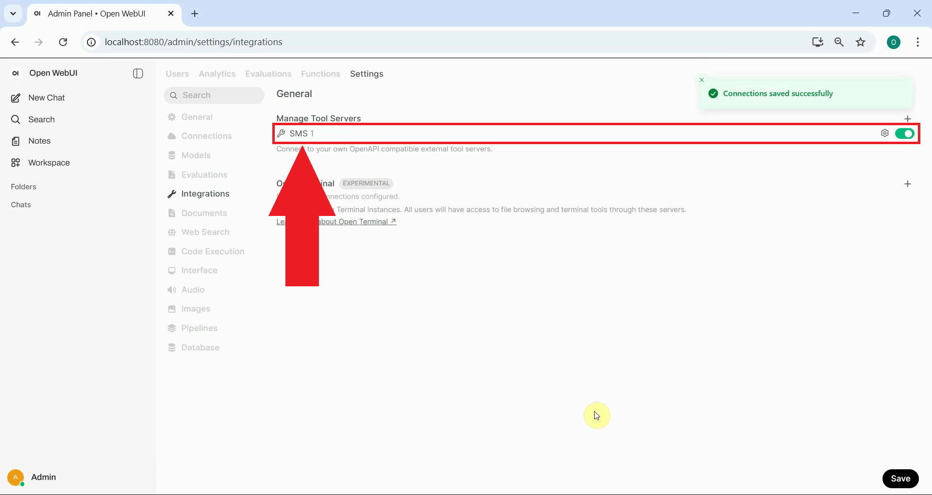 Tool server added and in list