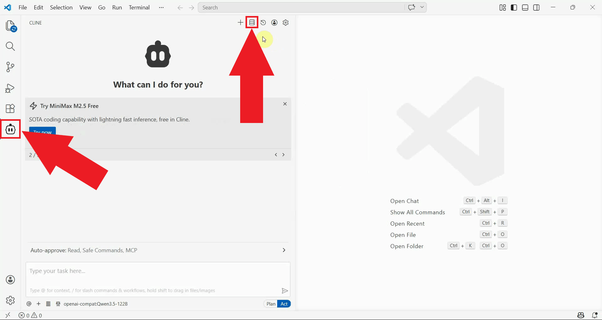 Open Cline and navigate to MCP Servers