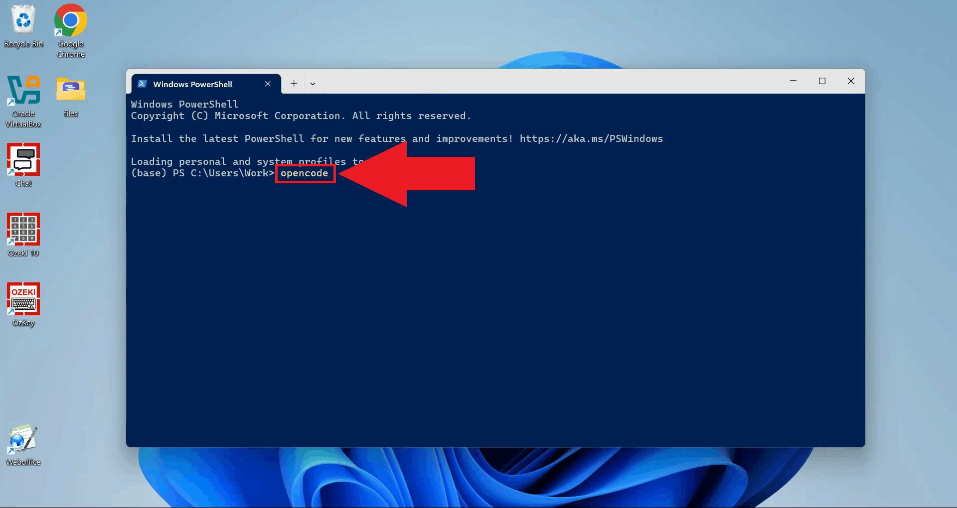 Start OpenCode from terminal