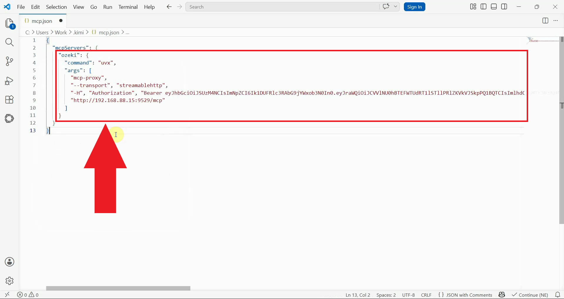 Add Ozeki SMS MCP to config