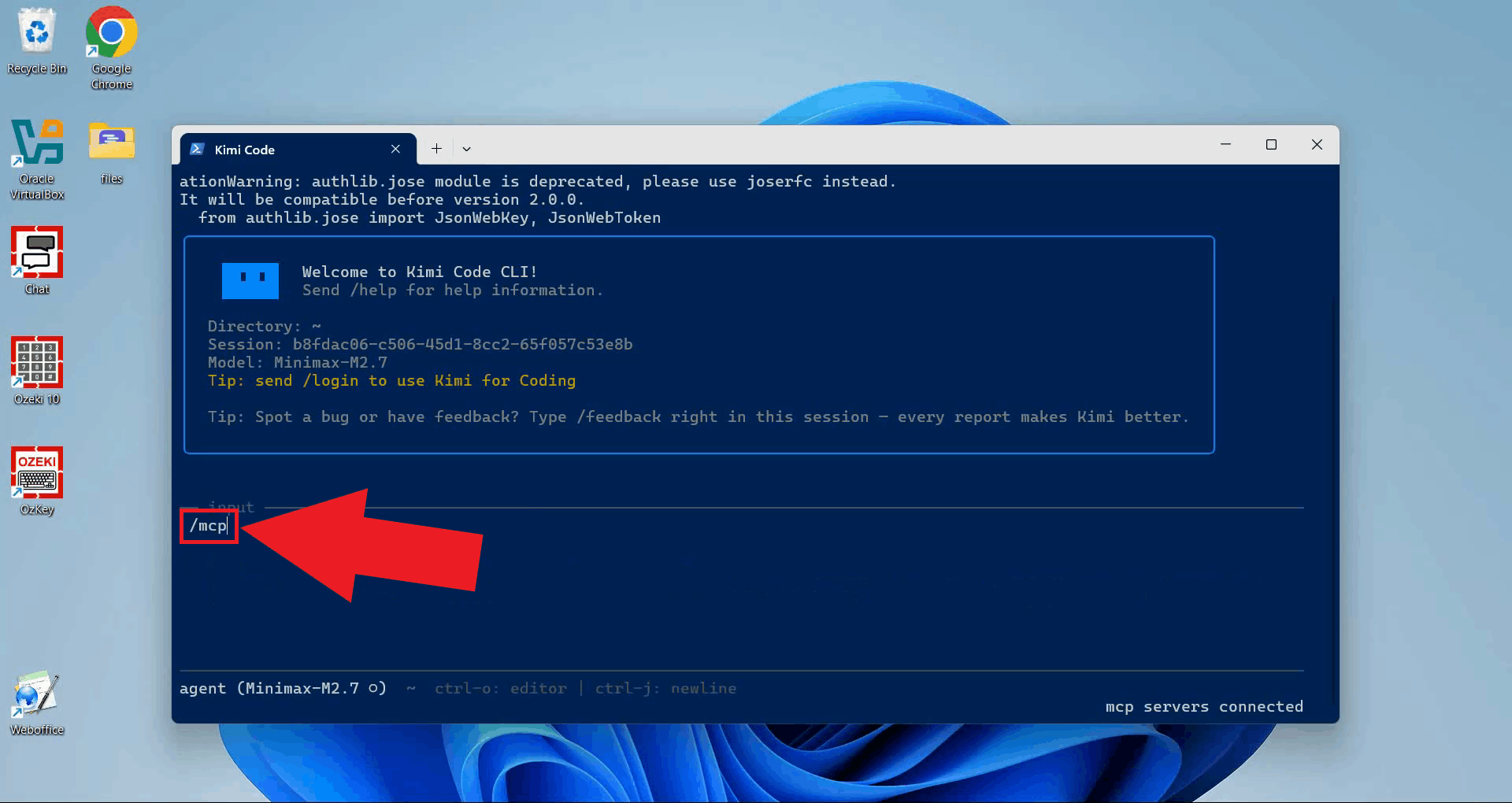 Run MCP command in Kimi CLI