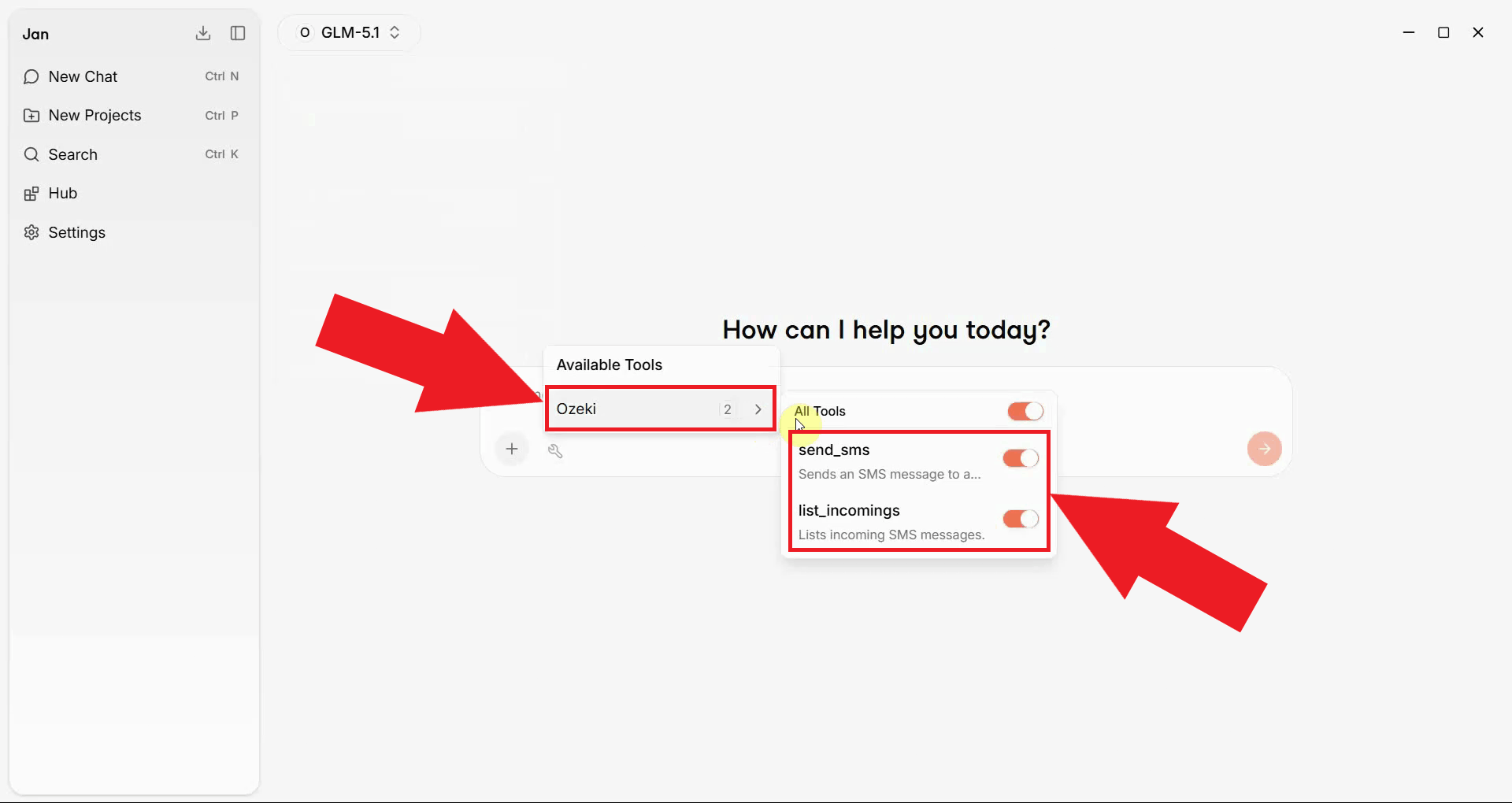 View available tools in chat