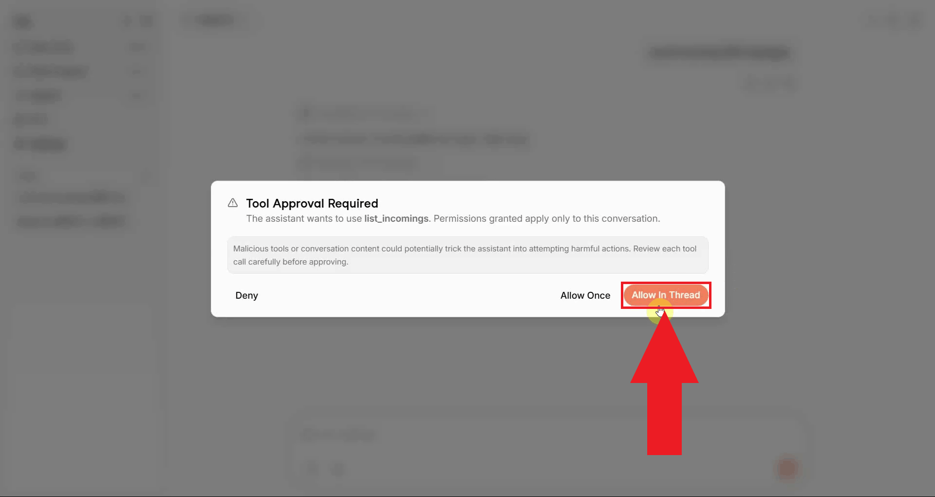 Approve tool use if prompted