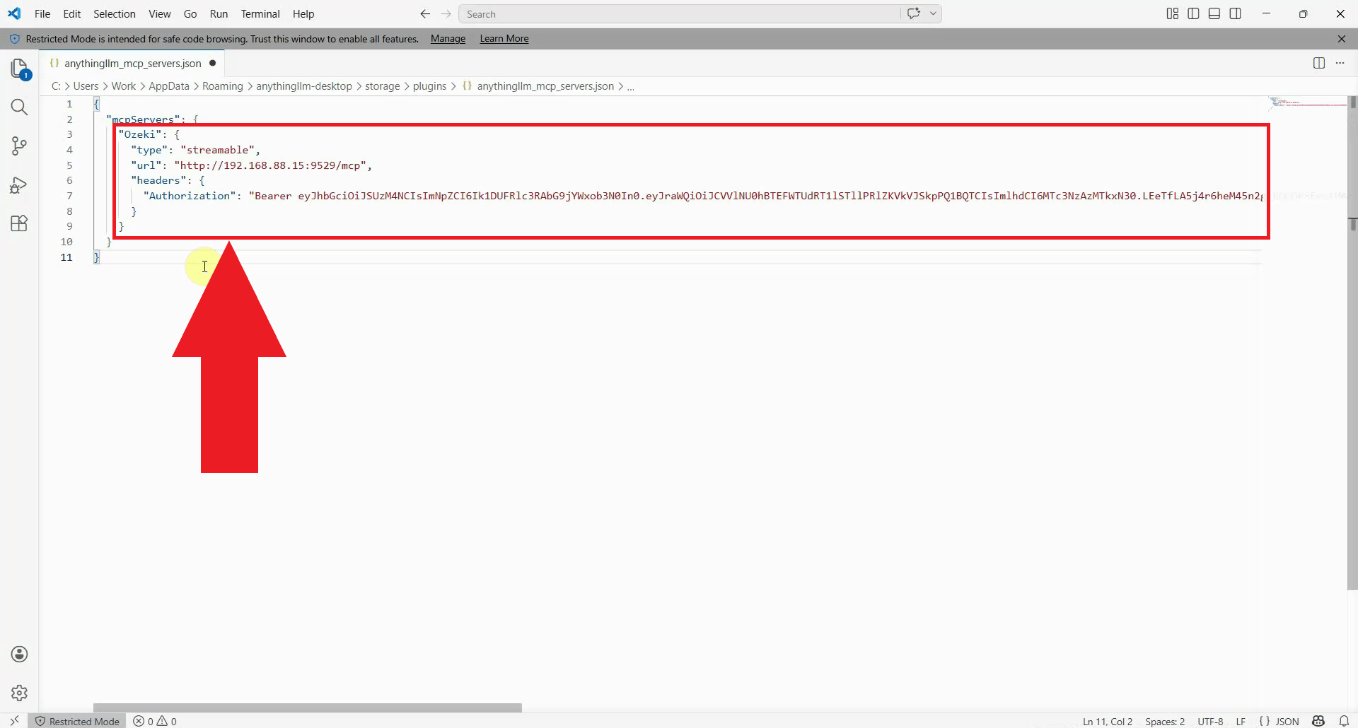 Add Ozeki SMS MCP to config