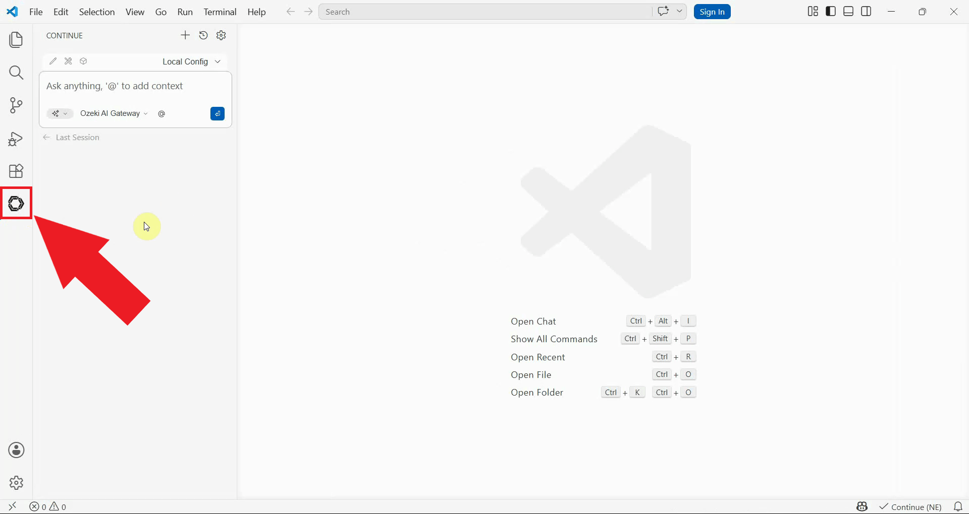 Open Continue in VS Code
