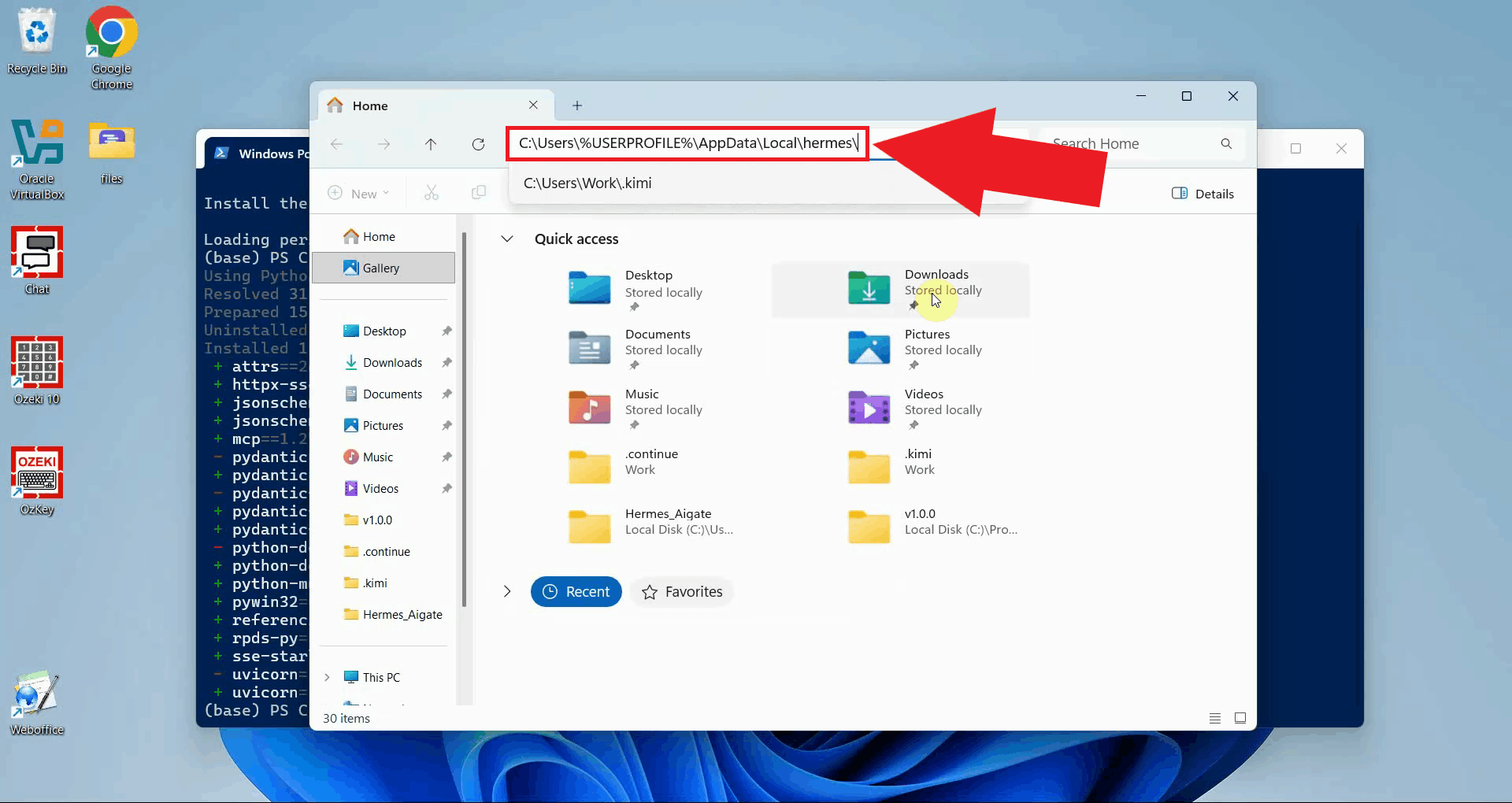 Navigate to Hermes Agent data directory